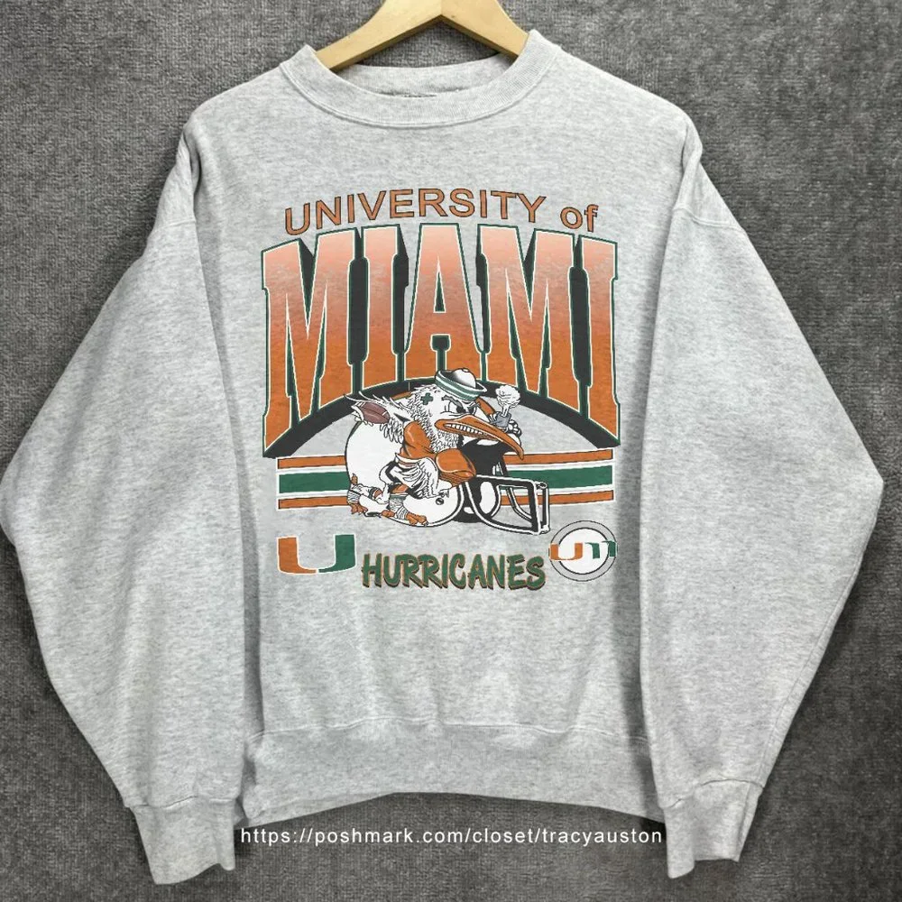 Vintage Miami Hurricanes Shirt, 90s University Of Miami Hurricanes Sweatshirt